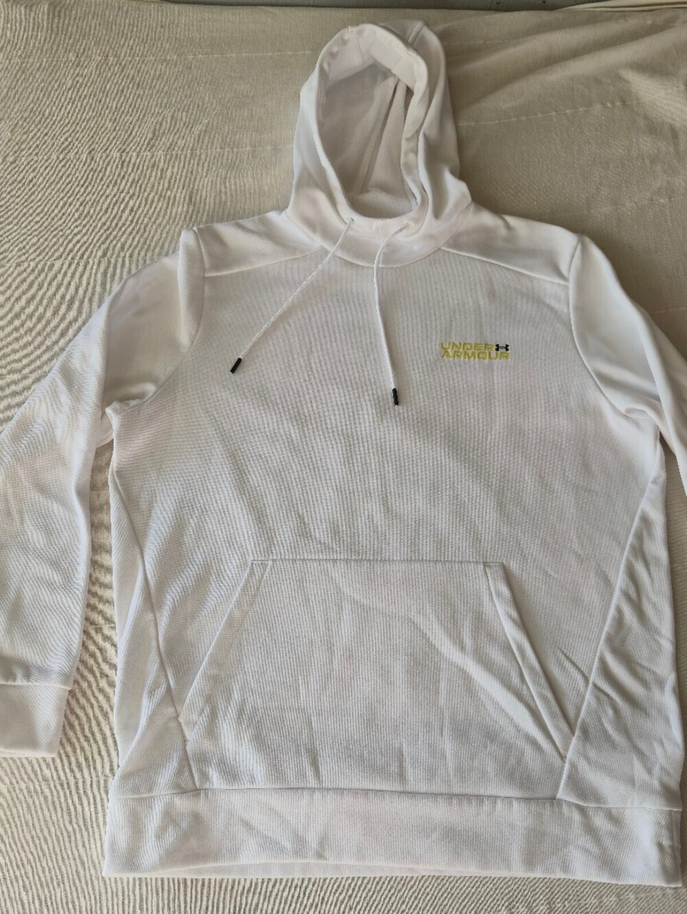 Under Armour White Pullover Hoodie with Logo Mens Size Large